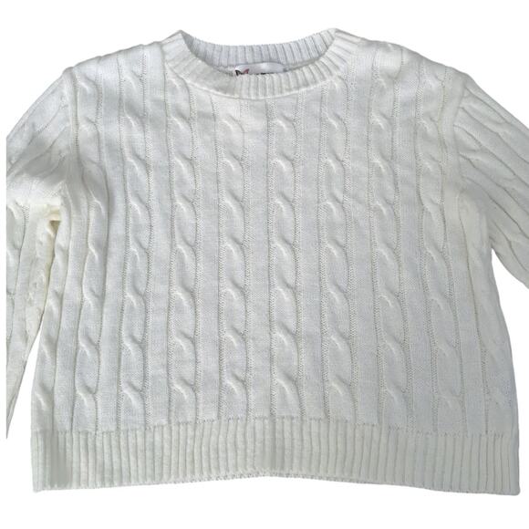 NWT Cotton Emporium Girls Ivory Cable Knit Long Sleeve Sweater Medium - Picture 3 of 7